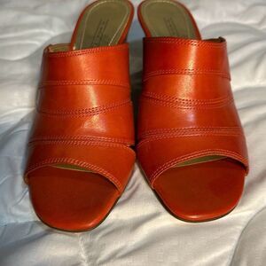 Circa Joan David Wedges Shoes Leather Red Size 6M